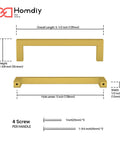 5 Inch Brushed Brass Cabinet Pulls 30 Pack Square Cabinet Hardware Handles dimensions and screws illustration