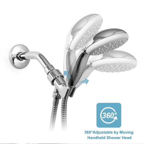 Adjustable Shower Arm Mount for Handheld Shower Head With Brass Ball Joint and 360 Degree Rotation, 1/2 Inch IPS Inlet and Outlet