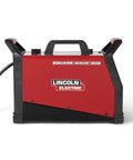 Square Wave 205 TIG Welder K5613 1 Portable TIG And Stick Welder front view in red and black casing with handle.
