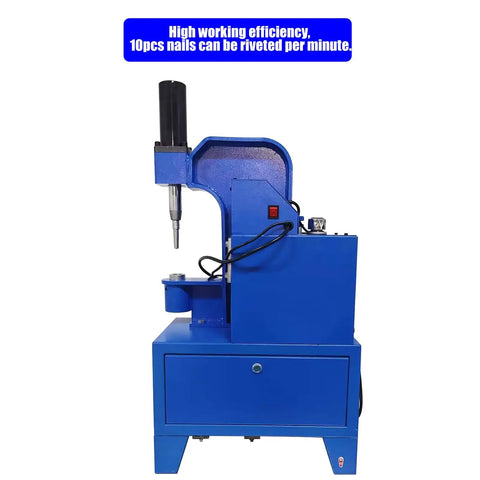 Heavy Duty 220V Electric Riveting Machine With Pure Copper Motor, blue color, pressure gauge, suitable for professional projects.