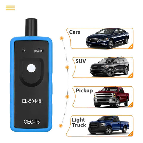 GM TPMS Relearn Tool EL50448 Easy Plug And Play Tire Pressure Sensor Relearn, Battery Powered, Portable Blue Handheld Diagnostic For GM Vehicles, Quick Sensor ID Relearn, No Fuss, Reliable. Blue EL-50448 handheld TPMS relearn tool for GM cars, SUVs, pickups and light trucks