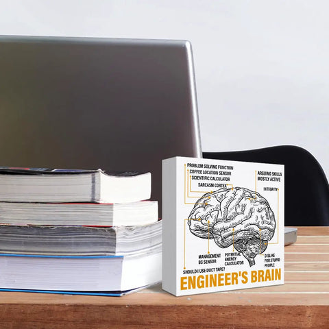 Sarcastic Engineer Gift For Men For Mentors Coworkers Students Dad Or Husband With Nerd Humor Home Office Desk 5x5 Inch Wooden Sign