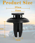 20 Pieces Push Type Retainer Clips For Bumpers Engine Covers Fender Liners And Splash Shields Replacement For Mazda Size Diagram