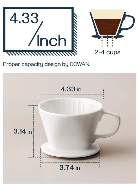 Porcelain Pour Over Coffee Dripper Non Electric Hands On No Fuss Manual Brew Maker For Single Cup Brews Ceramic Coffee Filter Stand