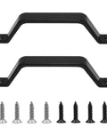 2-Pack 6.1 Inch Black Barn Door Handles Set, Heavy Duty Sliding Door Pulls with black and silver screws