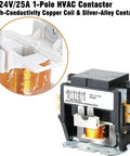 AC Contactor 1 Pole 25A 24V with copper coil and flame-retardant housing for air conditioner compressor units