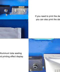 Ultimate Manual Metal Hose Sealer Crimping Machine For Cosmetics Tube Closure with aluminum tube sealing and printing display.