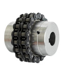 Heavy Duty Aluminum Sprocket Gear Chain Coupler KC4012 with roller chain for 3D printing, 12-22mm shaft size, robust design.
