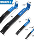 Four-Piece Flat Pry Bar Set With 5.5 Inch Mini Bar, 7.5 Inch Nail Puller, 10 Inch Crowbar, 15 Inch Heavy-Duty Utility Bar dimensions