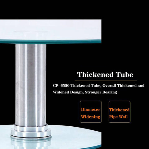 80 Centimeter Double Layer Tempered Glass Lazy Susan Turntable base with thickened tube support for dining table.