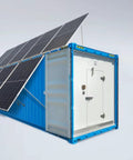 Heavy Duty Commercial Walk In Cold Storage Room Featuring Solar Cooling Panels For Meat Seafood And Food Processing Built Tough To Keep Inventory Crisp All Day Long, side view with solar panels.