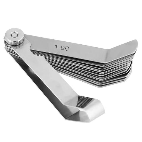 Stainless Steel Curved Feeler Gauge For Welding Gap Size Measurement And Slot Size Inspecting Tool with visible 1.00 mm blade