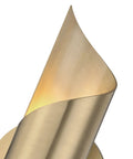 Close-up of Evie One Light Wall Sconce In Aged Brass, Modern Dope Wall Lighting, showcasing brass finish, 9.75 inch tall
