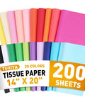 200 Sheets Tissue Paper In 20 Colors 14 By 20 Inches For Gift Bags Birthday Party Flower Decor Bulk Pack Packaging Supplies