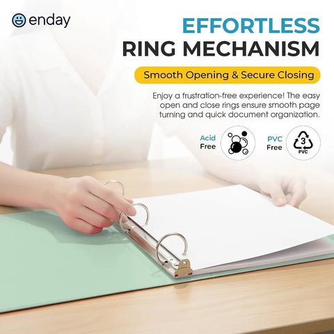 Person closing rings on Two Inch Three Ring Binder With Clear View Cover And Two Inside Pockets A Real Go To Everyday Workhorse