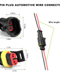 Close-up of 5 Pack 2 Pin Waterproof Automotive Wire Connector Kit With Male And Female Sockets 20 AWG Quick Disconnect Plug