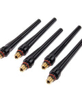Top Tier 5 Or 10 Pack Of Heavy Duty Long Back Caps For WP-17 WP-18 And WP-26 TIG Welding Torch Heads angled view.