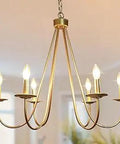 Gold 6 Light Pendant Chandelier With Soft Gold Finish For Dining Room Living Room And Kitchen Island Lighting Large Modern Candle Style Six Arm