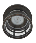 Washburn LED Outdoor Indoor Ceiling Light With Clear Seedy Glass, bottom view showing rustic bronze finish and integrated LED