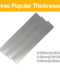 304 Stainless Steel Pro Grade Shim Stock Set 1 Inch Wide 6 Inches Long 0.001 0.0015 0.002 Inch Thickness Three Piece Kit