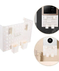 Hassle Free Plastic Pegboard Wall Organizer Covers Water Heater Pipes With Quick No Drill Mounting, heavy duty white PVC panel with hanging space.