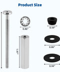 Universal 3 Inch Stainless Steel Toilet Seat Bolts Kit by iFealClear with dimensions and components shown.