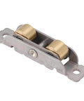 4 Pack Sliding Patio Door Rollers Replacement For Aluminum Glass Doors With Adjustable Rear Wheels Beefed Up Heavy Duty Yellow Zinc Plated Flat Wheel Durable Roller Set Made From Stainless Steel And Copper Bearings, close-up view.