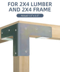 8 Piece Workbench Brackets Kit 3 Way Corner Brackets For 2x4 Wood Fits Actual Size 1.5x3.5 Inches Heavy Duty DIY Build Your Own Custom Work Table Silver installed on wood