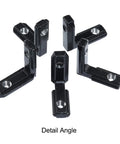 Detail angle of 20Pcs L Shape Corner Brackets for 20 Series Aluminum Extrusion 20 by 20 2020 2040 V Slot Internal Joint, black zinc alloy