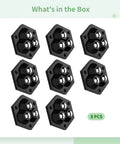 Heavy Duty Self Adhesive Furniture Caster Set features 8 black swivel bases for easy installation and heavy load support.