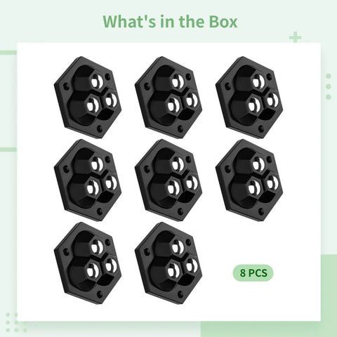 Heavy Duty Self Adhesive Furniture Caster Set features 8 black swivel bases for easy installation and heavy load support.