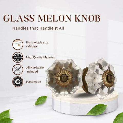 Six Piece Crystal Glass Cabinet Knob Set Handmade Clear Antique Knobs For Kitchen Cabinets Dressers Wardrobes Cupboards And Furniture Drawers Pulls With Timeless Glass Appeal Do It Yourself Friendly Easy Install displayed on wooden platform