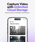Smartphone displaying Pro Dash Camera For Cars With Dual Front And Cabin View Night Vision 24 Seven Parking Mode Full HD Dashboard Camera With WiFi Wide Angle 128 GB Storage app with saved videos.