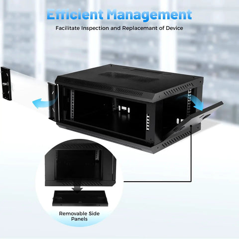Tough As Nails 4U Wall Mount Server Rack Case Built From Heavy Gauge Steel with removable side panels for easy device access.