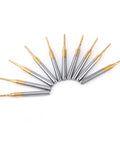 End Mill Router Bit Set Ten Pack 1.5mm Tungsten Coated Carbide CNC Engraving Bits arranged in semi-circle