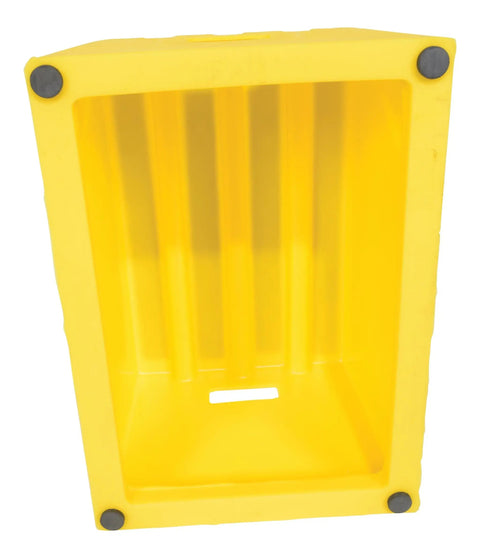 Bottom view of Yellow Polyethylene One Step Stool with Non Slip Tape Surface Rubber Feet Hand Holes for Easy Transport