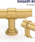 15 Pack Three And Three Quarters Inch Hole Center Gold Cabinet Handles Brushed Brass Drawer Pulls for durable grip view