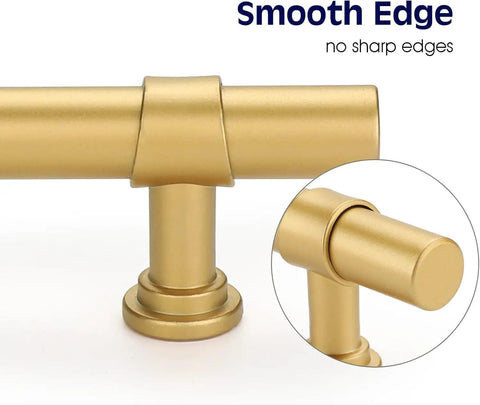 15 Pack Three And Three Quarters Inch Hole Center Gold Cabinet Handles Brushed Brass Drawer Pulls for durable grip view