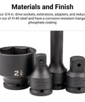 Three Quarter Inch Drive To One Half Inch Impact Reducer For Socket Sets with corrosion-resistant manganese phosphate coating