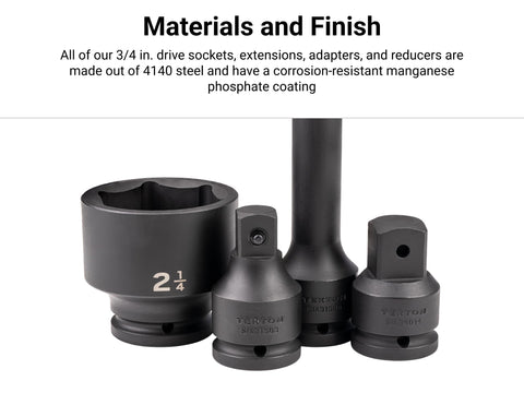 3/4 Inch Drive 6 Inch Impact Extension with Pin Detent and Socket Tools, 4140 Steel, Heavy Duty