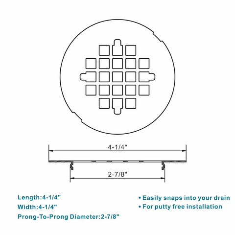 Heavy Duty Brushed Nickel Shower Drain Cover Round 4 1 4 Inch Snap In Stainless Steel Floor Strainer No Sweat Install Rust Resistant Solid Grip For Everyday Bathroom Floors