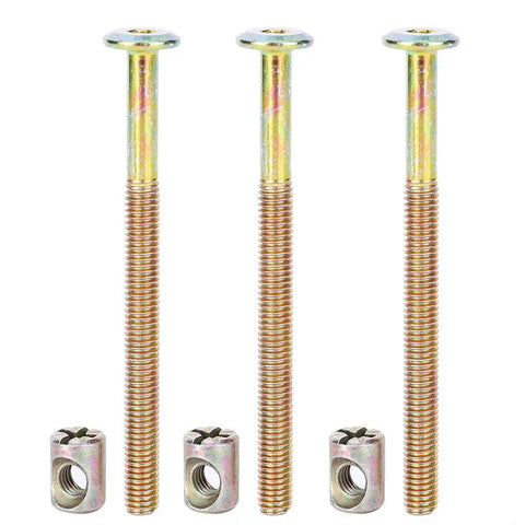 10 Pack M6 Barrel Bolt Nuts Set for Furniture Making and DIY, Cross Dowels, galvanized steel bolts with nuts