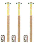 10 Pack M6 X 60mm Barrel Bolt Nuts Heavy Duty Cross Dowel Connectors Thick Galvanized Steel Hardware For Sturdy Furniture Build with gold finish.