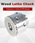 Wood Lathe Chuck Set 2-3/4 Inch Four Jaw Self-Centering Keyed Lathe Chuck With 1 Inch 8 TPI Thread Internal And External Jaws