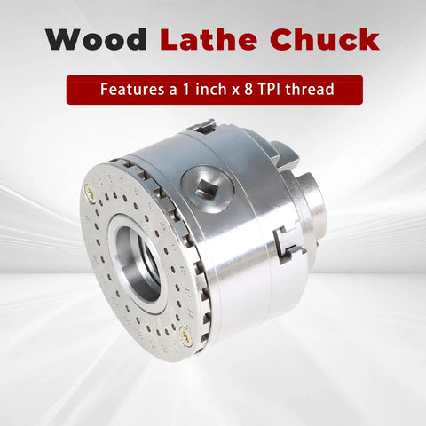 Wood Lathe Chuck Set 2-3/4 Inch Four Jaw Self-Centering Keyed Lathe Chuck With 1 Inch 8 TPI Thread Internal And External Jaws