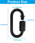 M3.5 Black Quick Link Chain Connector Set, Heavy Duty One Eighth Inch Link, Metal Carabiner Screws, size dimensions shown
