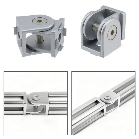180 Degree Adjustable Pivot Joint Set for 2020 Aluminum Extrusion Profiles, Dope Flexible Zinc Alloy Connectors With Handles, 4 Pack Aluminum Extrusion Accessories in Silver Tone, for 20x20 frame joints