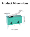 KW4-3Z-3 Micro Limit Switch 5A 250VAC Pivot Roller Lever 1NO 1NC SPDT Tiny Rugged Mini Switch with dimensions