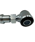 Three Quarter Inch Universal Heim Joint Rod End Kit With Chromoly Joints For Panhard And Four Link Suspension Includes Jam Nut Polyurethane Bushings Five Eighth Inch Dom Crush Sleeves Weld In Bungs For One And Quarter Inch Tube Rear Suspension, silver rod end