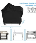 48 Inch Outdoor Sink Cover For Feasto And Cuisinart CGWM-090 CGWM-094 with dimensions shown 48L x 24W x 48H, black in color.